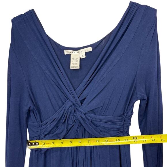 Women's Max Studio Navy V-Neck Long Sleeve Mini Dress w/ Front Twist - Small - Picture 4 of 7